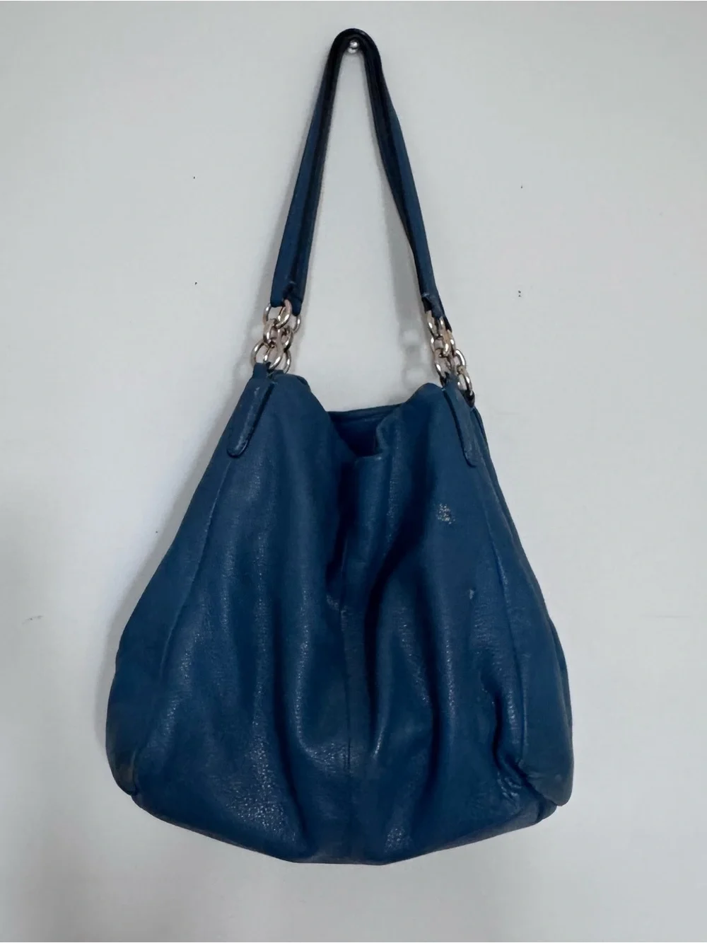 Coach Madison Phoebe Blue Pebbled Leather Shoulder Hobo Bag